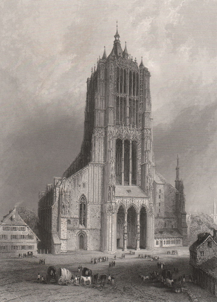 Associate Product Ulm Cathedral, Baden-Württemberg. Danube Donau. BARTLETT 1840 old print