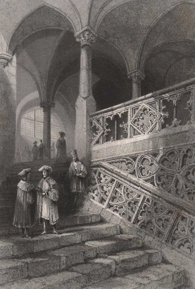 Associate Product Staircase to the Rathaus, Regensburg, Bavaria. Danube Donau. BARTLETT 1840