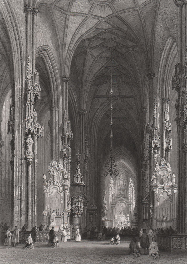 Associate Product Stephansdom cathedral interior, Vienna. St Stephen's. Wien. BARTLETT 1840