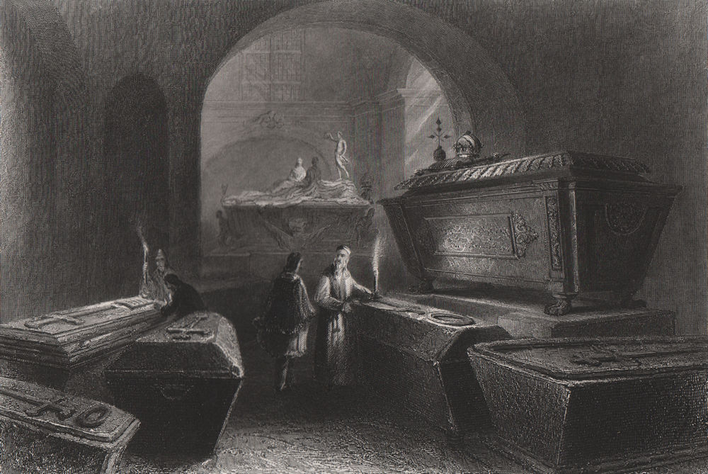Imperial Family's funeral vault, Capuchin church, Vienna. Kapuzinerkirche 1840
