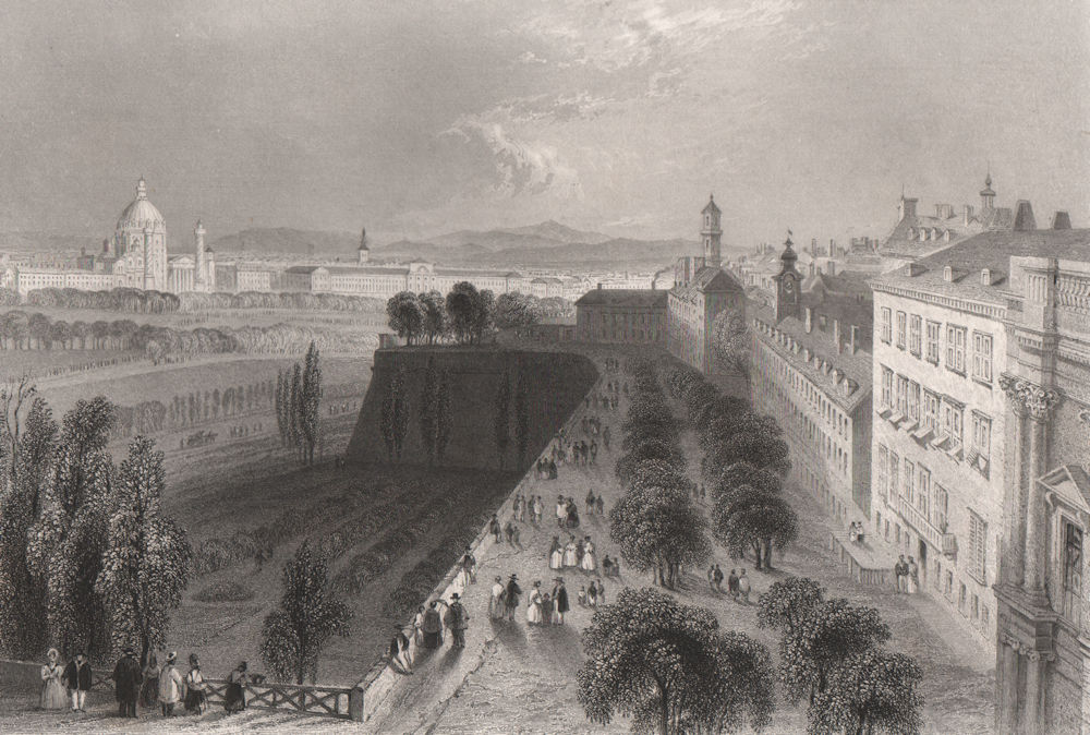 Vienna, from the bastions, Austria.  Wien Danube Donau. BARTLETT 1840 print