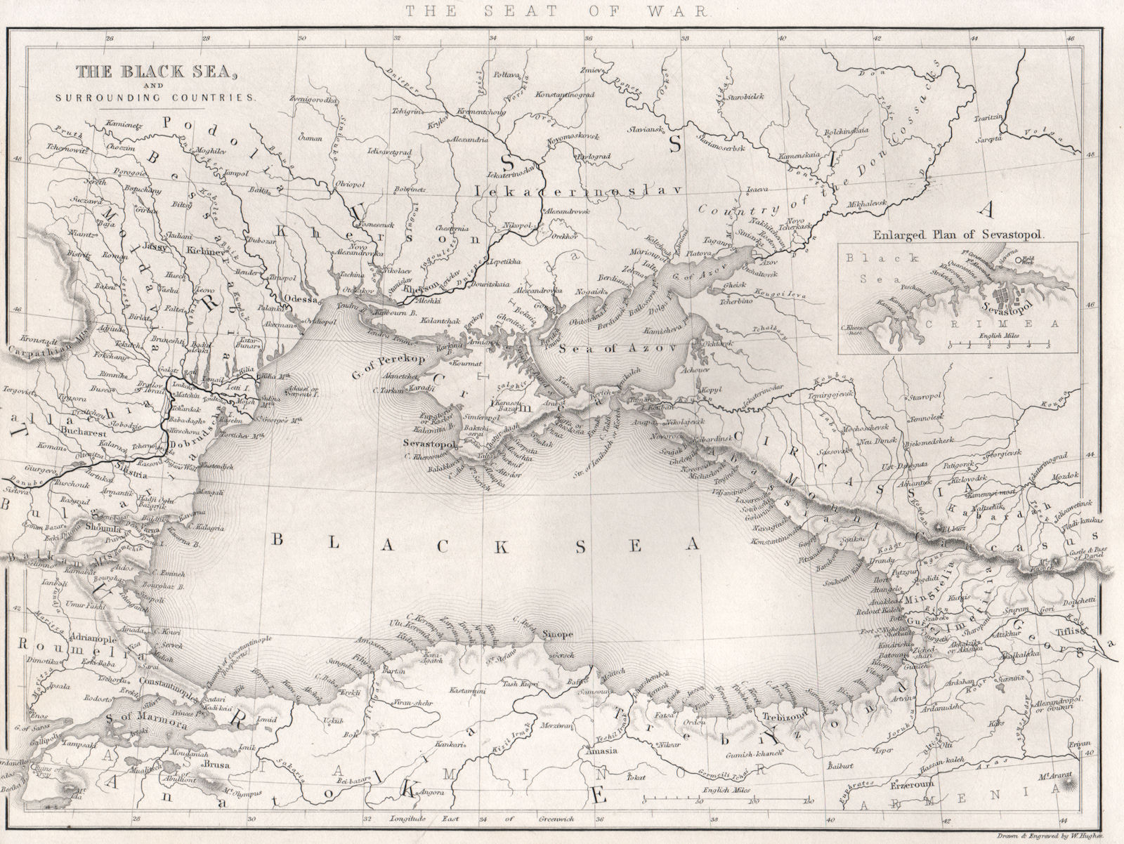 Associate Product The Black Sea. Ukraine Turkey Crimea georgia Bulgaria Romania. HUGHES 1840 map