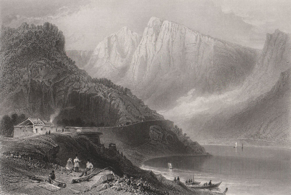 Entrance to Kazan Gorge, Romania. Iron Gates. Danube Donau. BARTLETT 1840