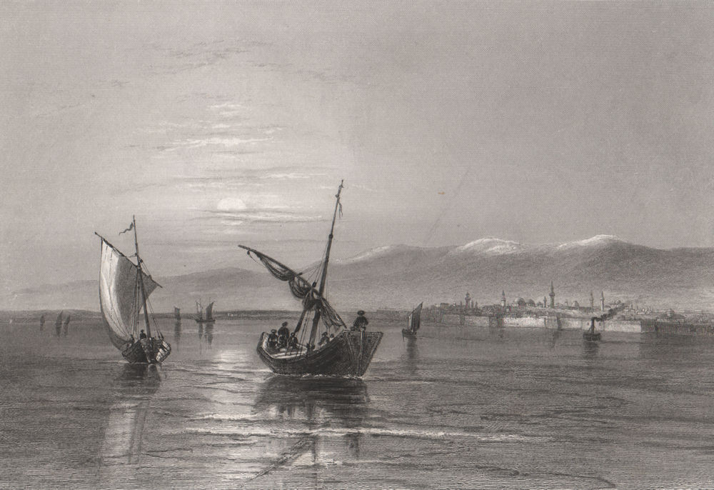 The Balkans and Vidin, Bulgaria. Danube Donau. Sailing boats. BARTLETT 1840