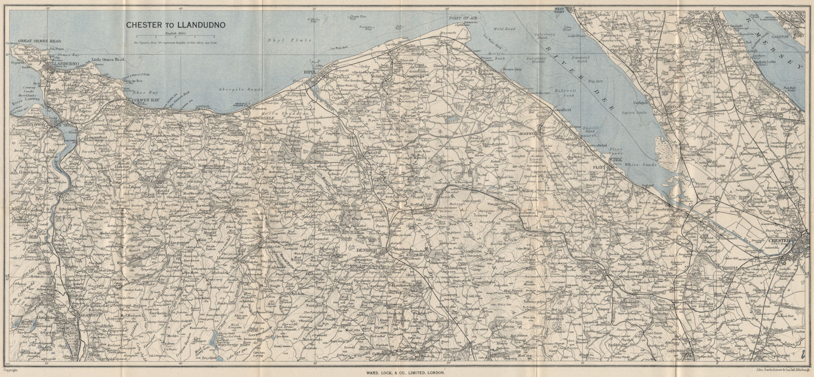 Associate Product NORTH WALES COAST. Chester-Llandudno. Denbigh Rhyl Deeside. WARD LOCK 1950 map