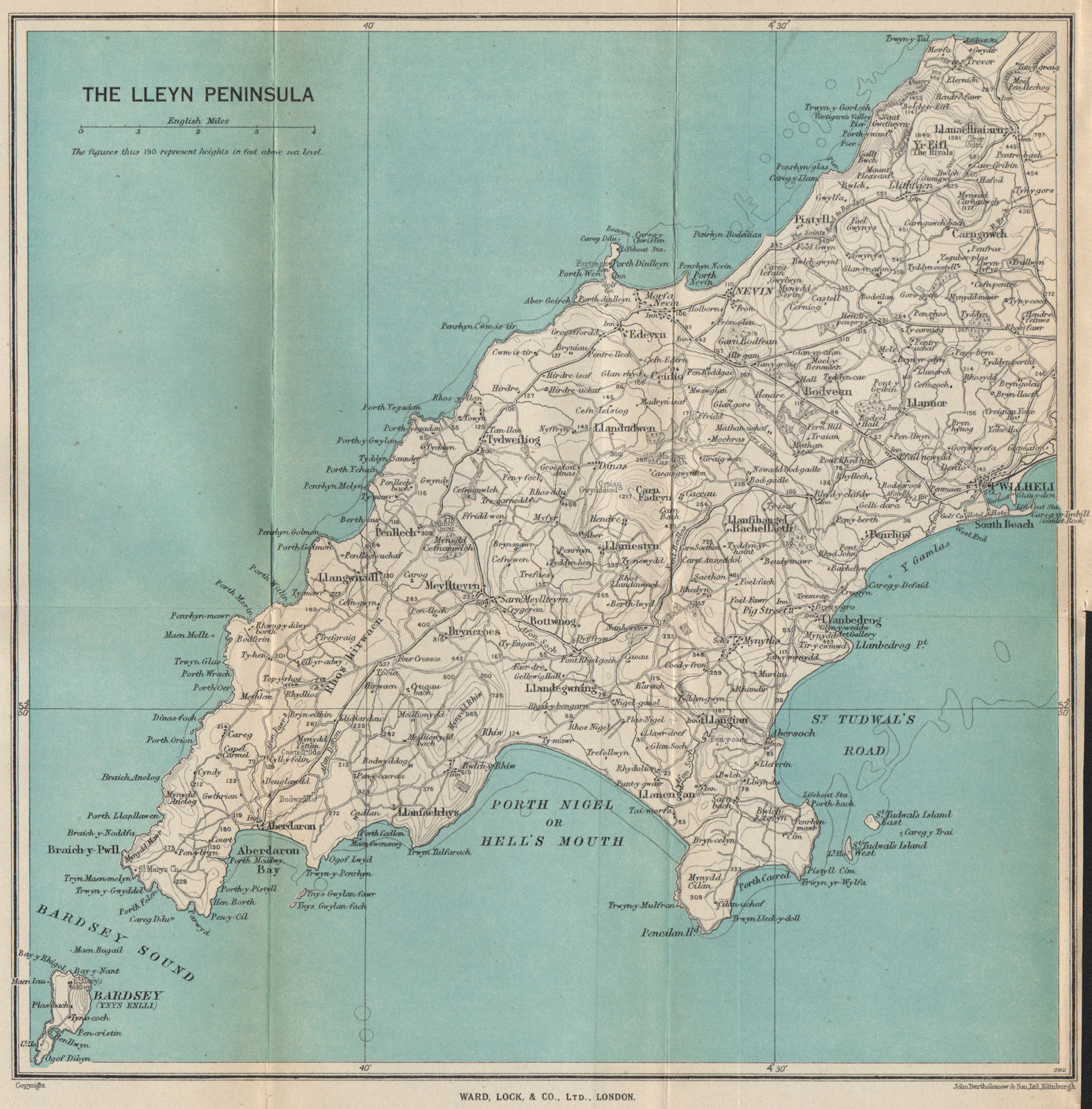 THE LLYN PENINSULA. Pwllheli. Barmouth. Wales. WARD LOCK 1948 old vintage map