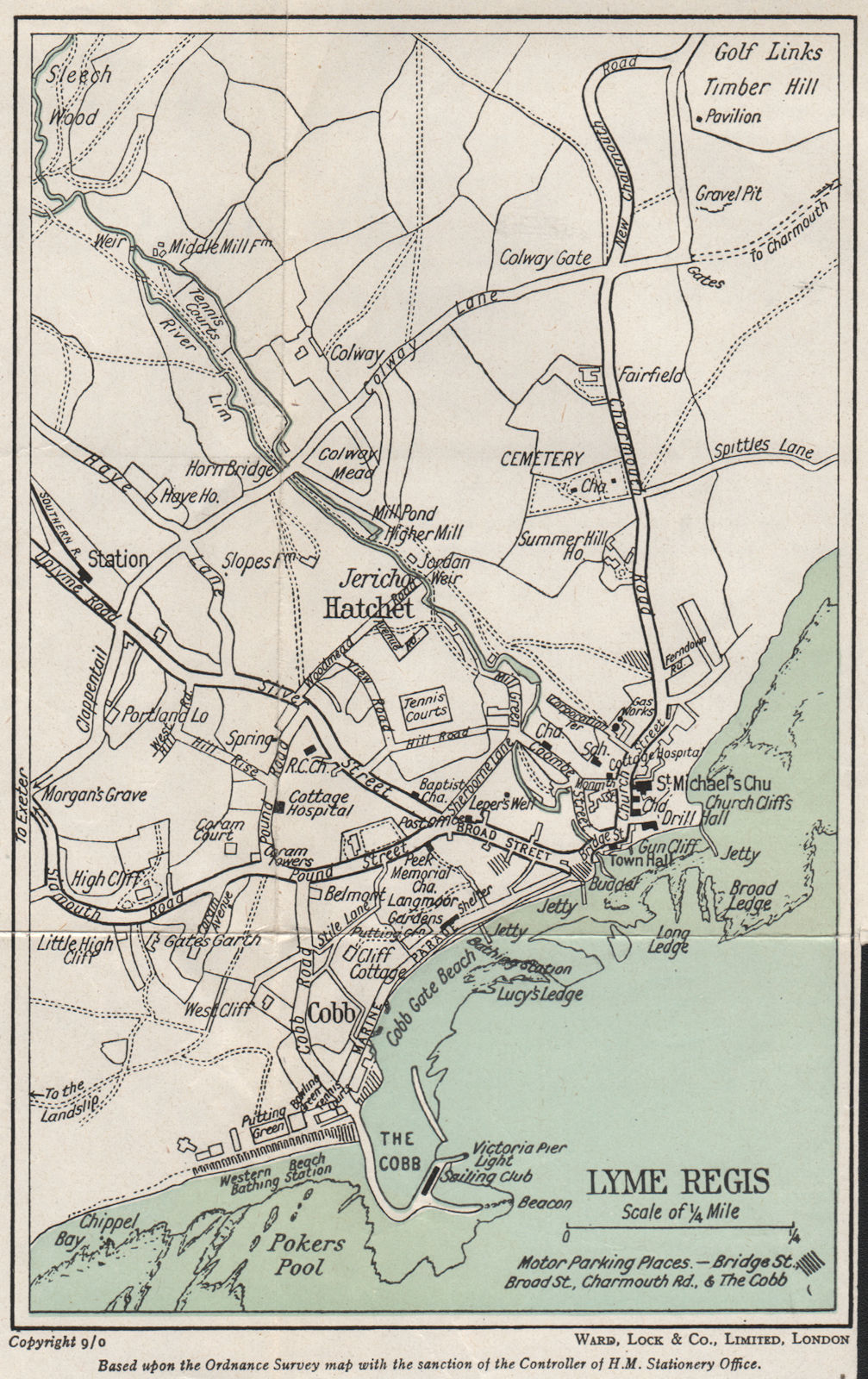 Associate Product LYME REGIS vintage town/city plan. Dorset. WARD LOCK 1952 old vintage map