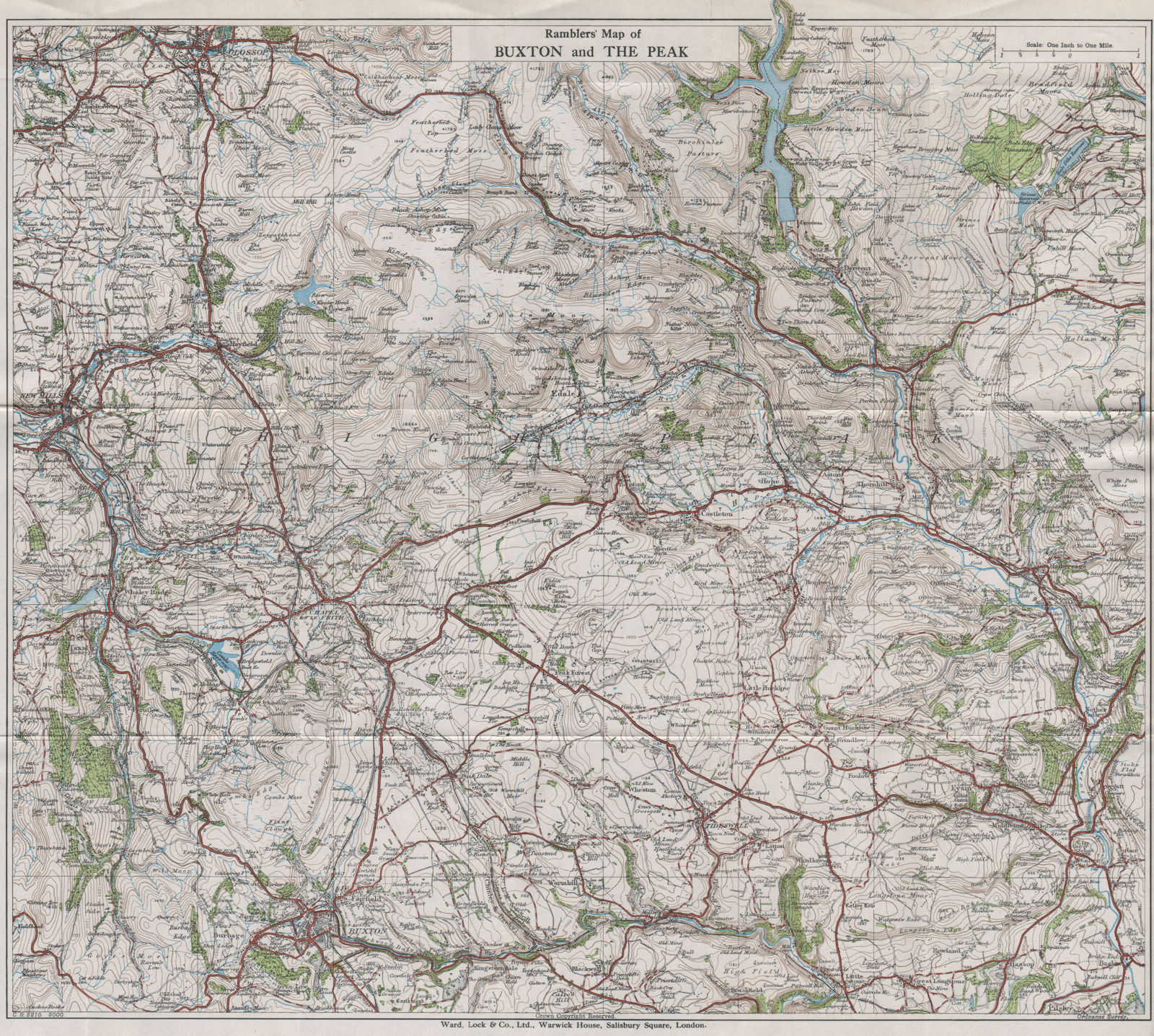 RAMBLERS' MAP OF BUXTON & THE PEAK. Derbyshire Peak District. WARD LOCK 1936