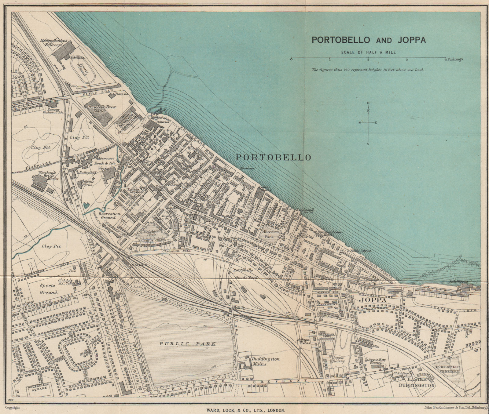 PORTOBELLO AND JOPPA vintage town/city plan. Scotland. WARD LOCK 1947 old map