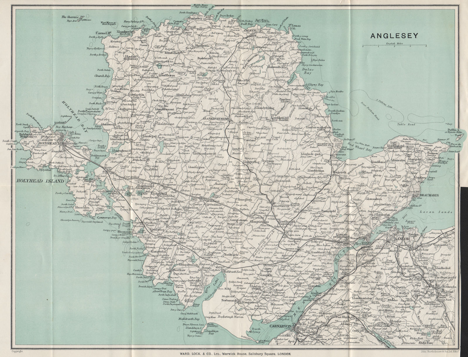 Associate Product ANGLESEY. Menai Strait Holyhead Bangor Beaumaris Caernarvon. WARD LOCK 1925 map