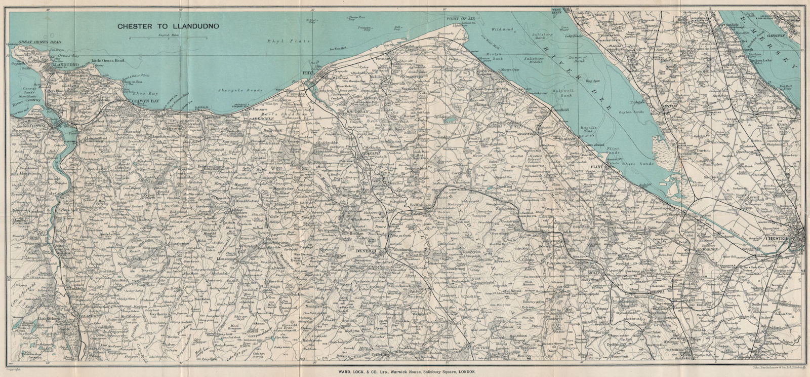 NORTH WALES COAST. Chester-Llandudno. Denbigh Rhyl Deeside. WARD LOCK 1930 map