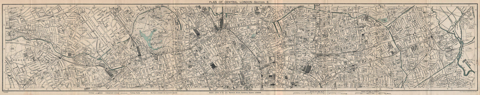 CENTRAL LONDON-SECTION 2 vintage town/city plan. London. WARD LOCK 1925 map
