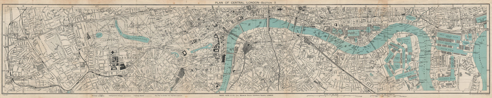 Associate Product CENTRAL LONDON-SECTION 3 vintage town/city plan. London. WARD LOCK 1932 map