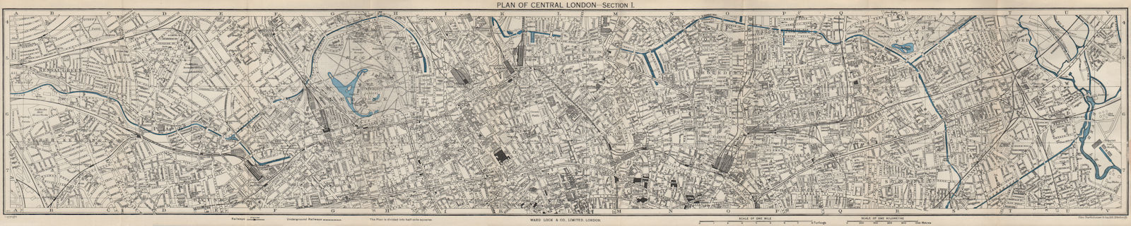 Associate Product CENTRAL LONDON-SECTION I vintage city/town plan. London. WARD LOCK 1951 map