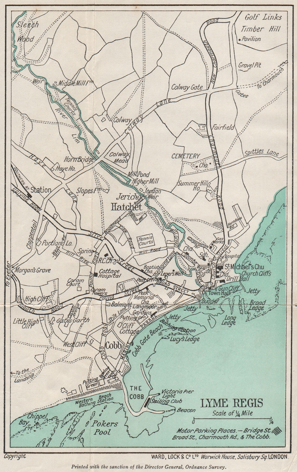 Associate Product LYME REGIS vintage town/city plan. Dorset. WARD LOCK 1938 old vintage map