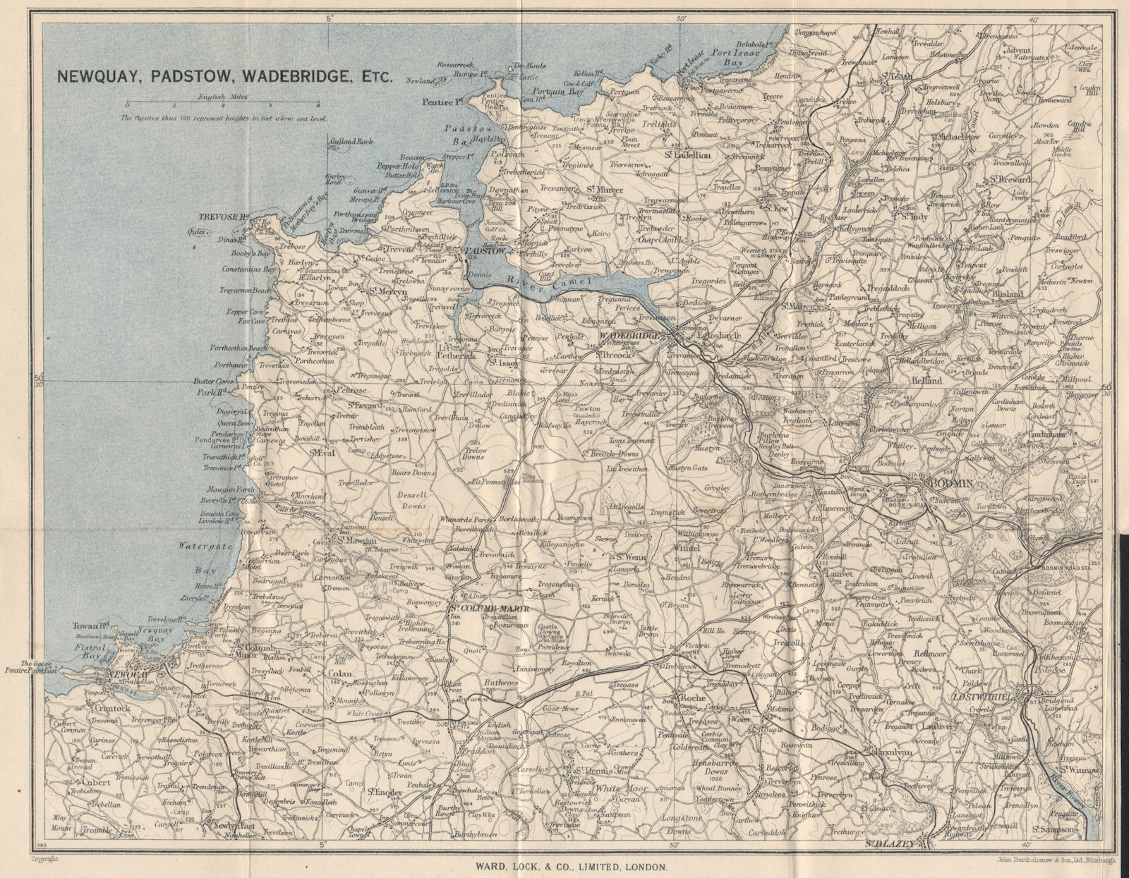 Associate Product CAMEL ESTUARY & environs. Newquay Padstow Wadebridge Bodmin Cornwall 1948 map