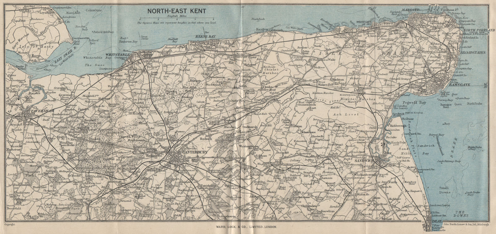 Associate Product NORTH-EAST KENT. Thanet Faversham Canterbury Sandwich Ramsgate Margate c1962 map