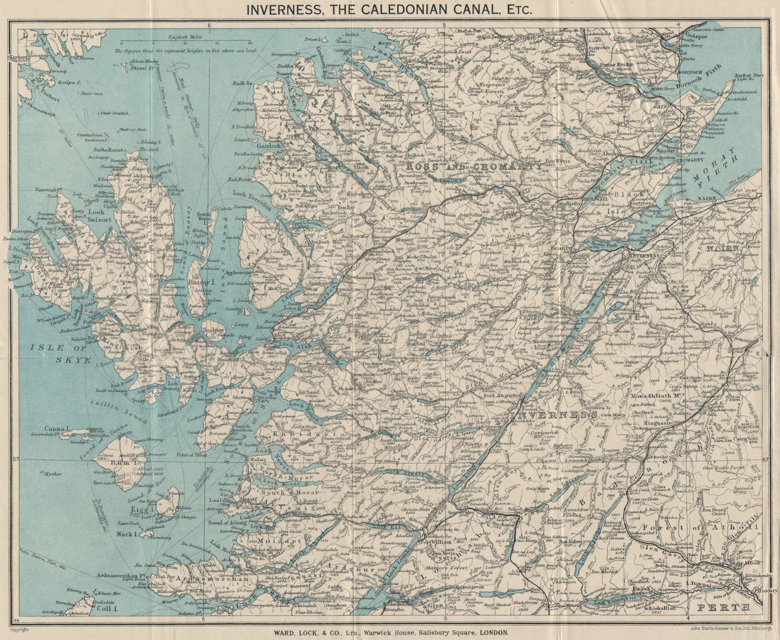 SCOTTISH HIGHLANDS. Caledonia canal Skye Ross & Cromarty. WARD LOCK 1939 map