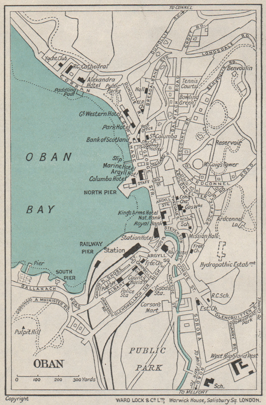 OBAN vintage town/city plan. Scotland. WARD LOCK 1935 old vintage map chart
