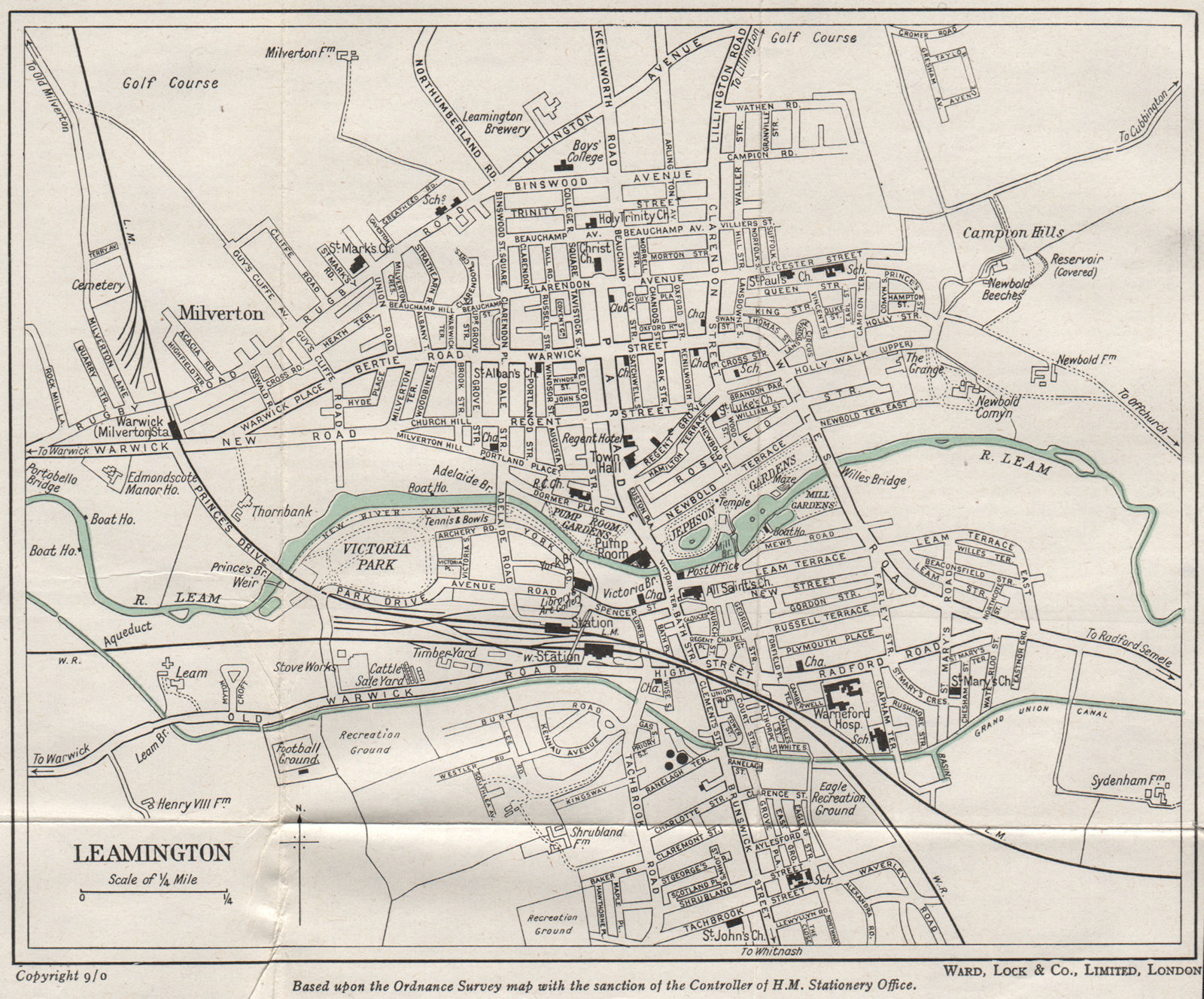 Associate Product LEAMINGTON vintage town/city plan. Warwickshire. WARD LOCK 1950 old map