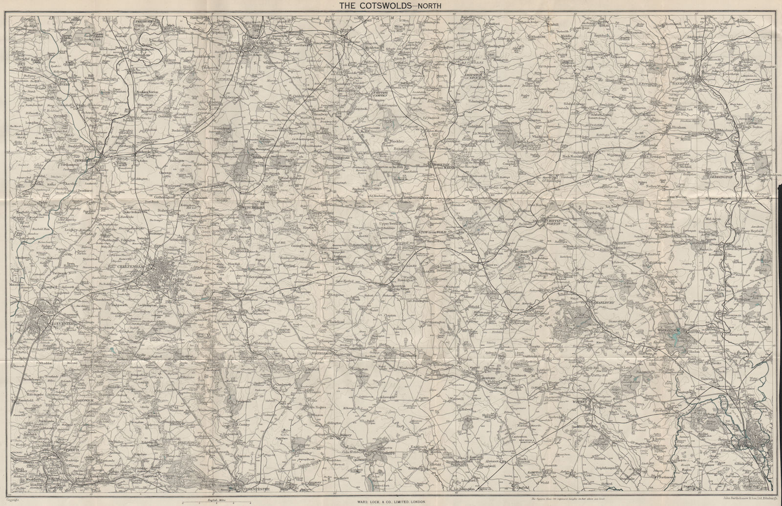 Associate Product NORTH COTSWOLDS Gloucester Cheltenham Oxford Banbury. WARD LOCK 1948 map