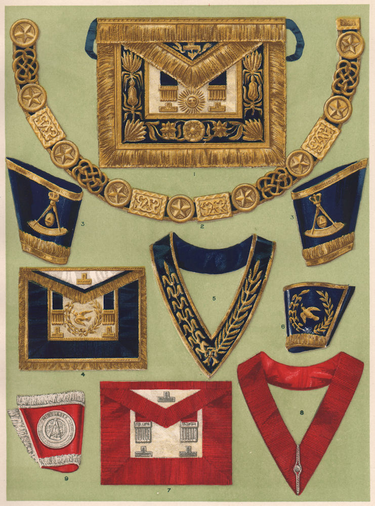 FREEMASONRY. Grand Lodge of England - Grand Officers Clothing 1882 old print