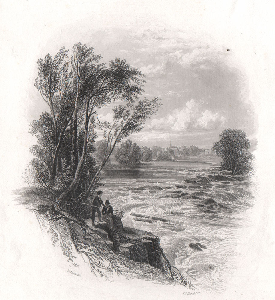 The Rapids of the Shannon. Castle Connell, Limerick. Ireland 1835 old print