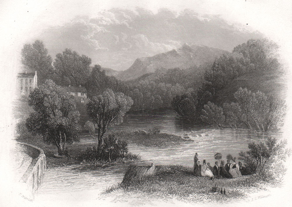 Meeting of the Waters, Wicklow. Ireland 1835 old antique vintage print picture