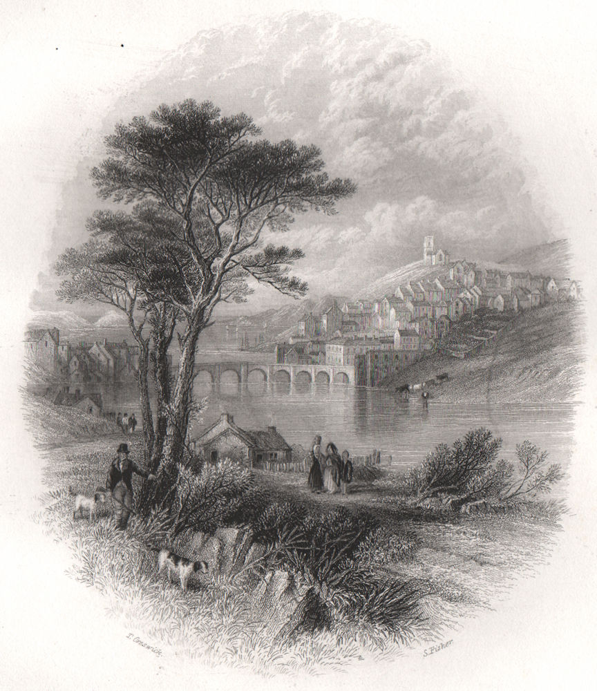 Ballyshannon, Donegal. Ireland 1835 old antique vintage print picture