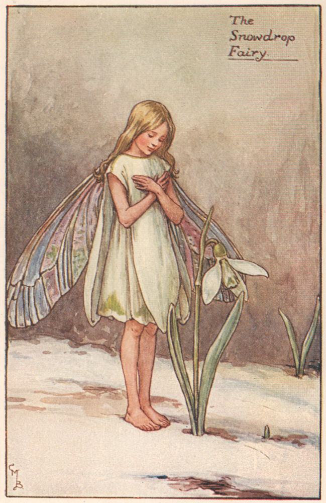 Snowdrop Fairy by Cicely Mary Barker. Spring Flower Fairies c1935 old print