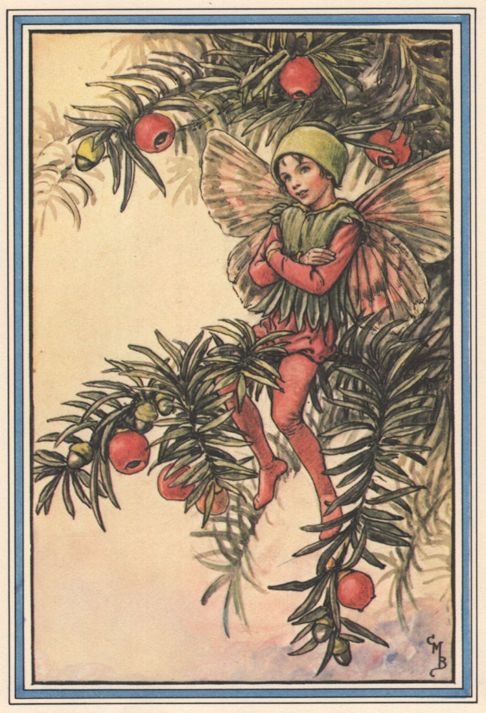 Yew Fairy by Cicely Mary Barker. Winter Flower Fairies 1985 old vintage print