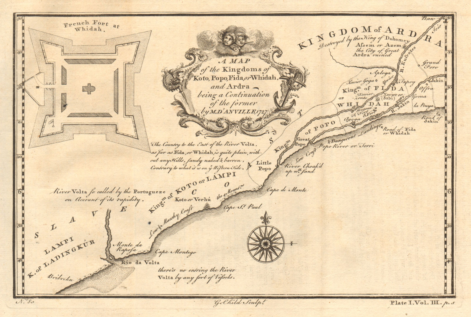 Associate Product BENIN TOGO GHANA COAST. 'Kingdoms of Koto, Popo, Fida/Whydah & Ardra' 1746 map