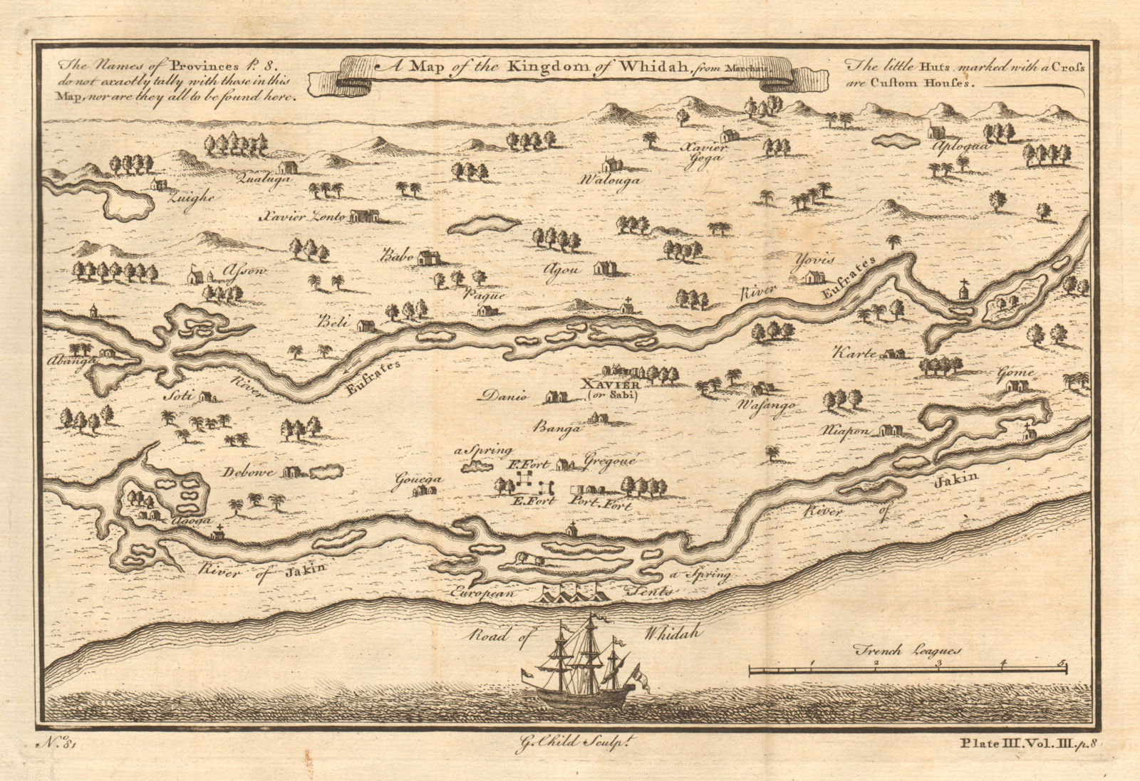 BENIN. 'A Map of the Kingdom of Whidah'. Whydah Xavier/Savi. G. CHILD 1746