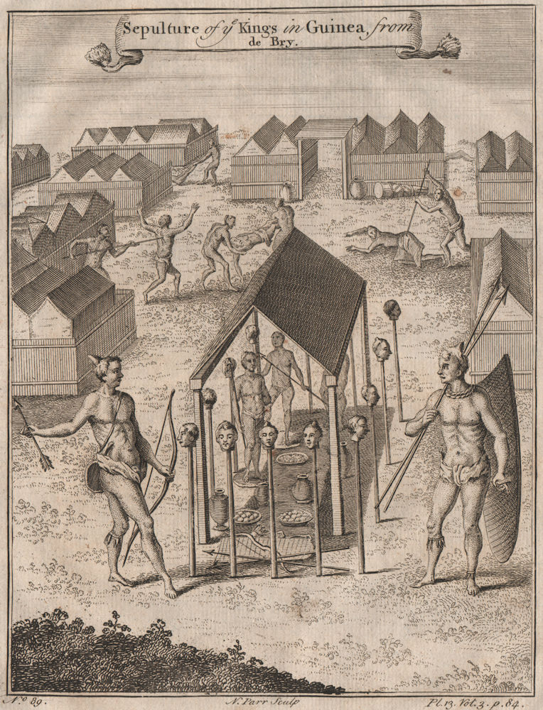 Associate Product 'Sepulture of the Kings in Guinea'. Beheadings. Executions. After DE BRY 1746