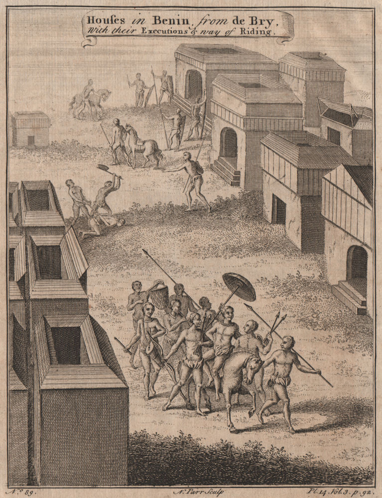 Associate Product 'Houses in BENIN, with thier executions & way of Riding'. After DE BRY 1746