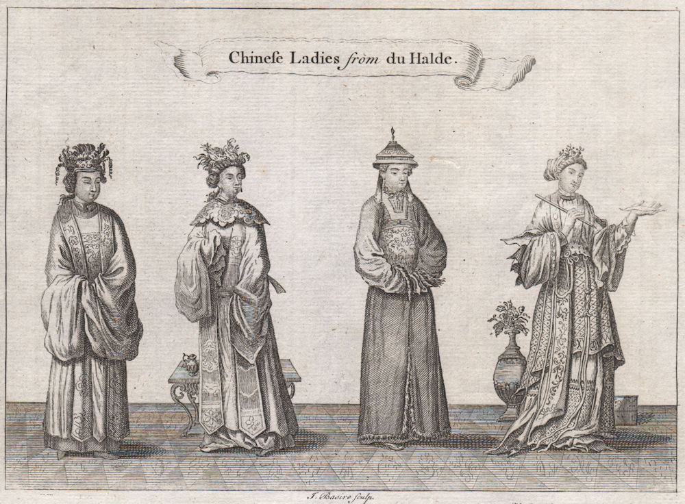 CHINA. Chinese Ladies traditional dress/costume. After DU HALDE 1746 old print