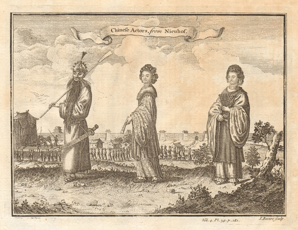 CHINA. Chinese Actors. After NIEUHOF 1746 old antique vintage print picture