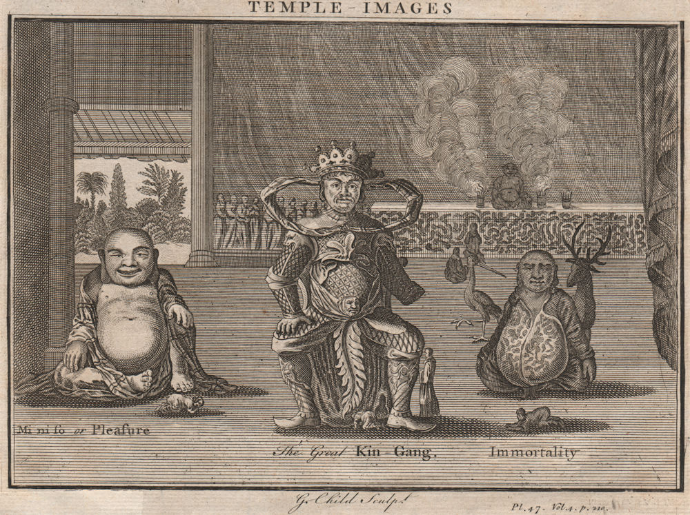 Associate Product CHINA. Temple Images; Mi ni fo or Pleasure; The Great Kin Gang; Immortality 1746