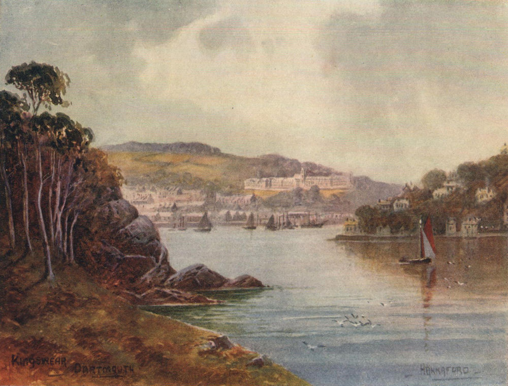 Associate Product Kingswear, Dartmouth, South Devon, by Charles E. Hannaford 1907 old print
