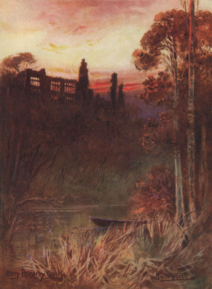 Berry Pomeroy Castle, South Devon, by Charles E. Hannaford 1907 old print