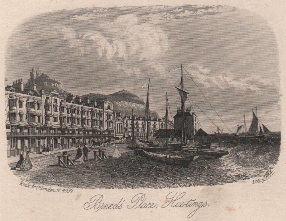 Breed's Place, Hastings, Sussex. Antique steel engraving 1864 old print