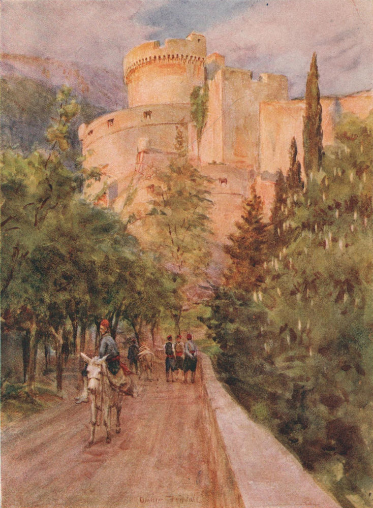 Associate Product The Minčeta/Minceta Tower, Dubrovnik, Croatia, by Walter Tyndale 1925 print