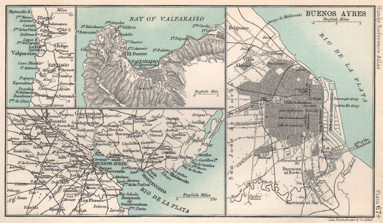 Buenos Aires town/city plan Valparaiso Rio de la Plata. Argentina Chile 1904 map