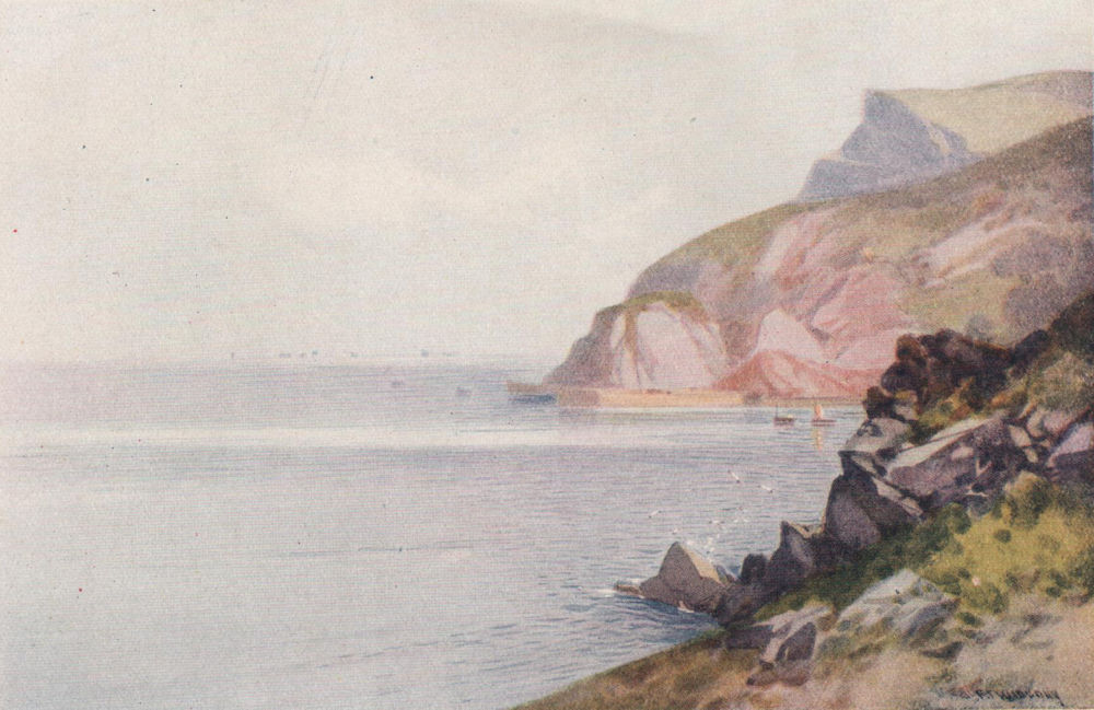 Associate Product Babbacombe Bay, Devon, by Frederick John Widgery 1920 old antique print