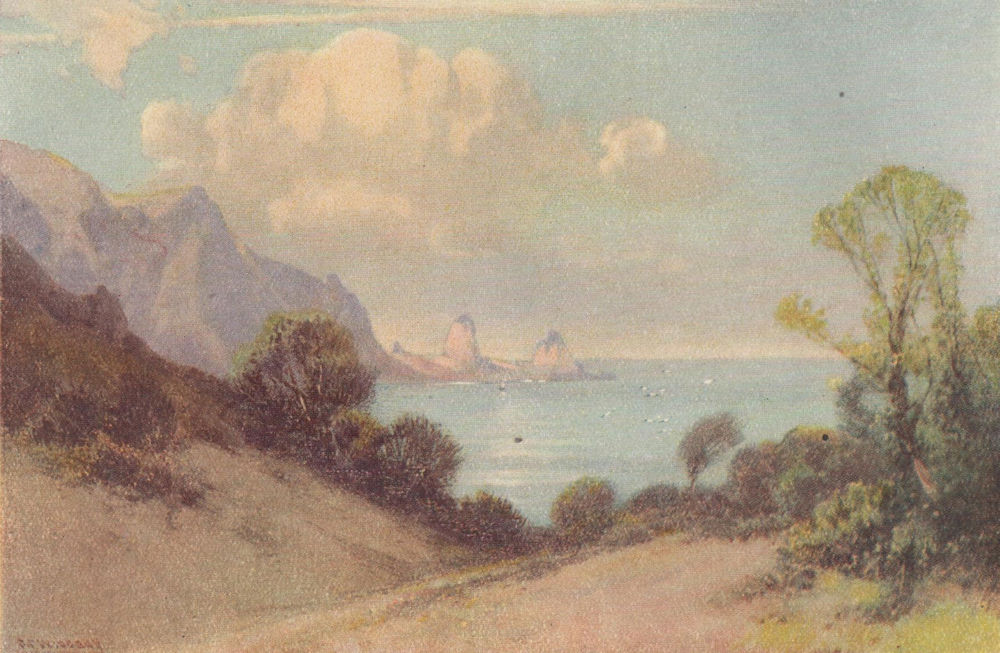 Anstey's Cove, Torquay, Devon, by Frederick John Widgery 1920 old print