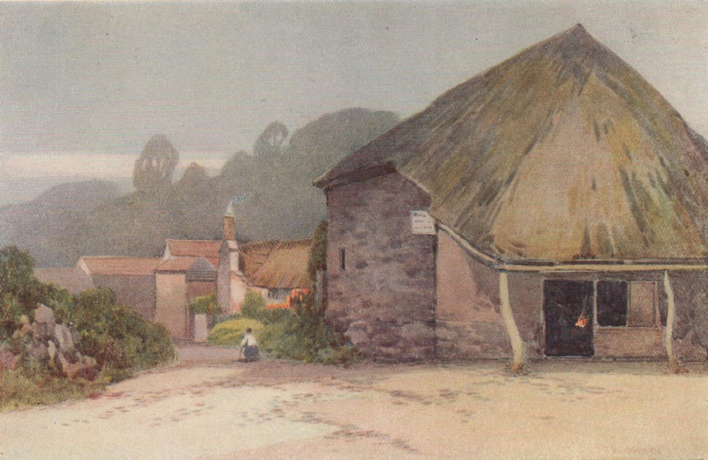 Cockington Village, Torquay, Devon, by Frederick John Widgery 1920 old print