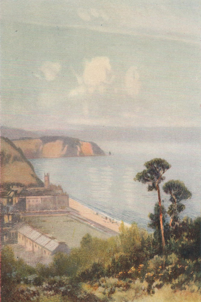 Teignmouth, Devon, by Frederick John Widgery 1920 old antique print picture