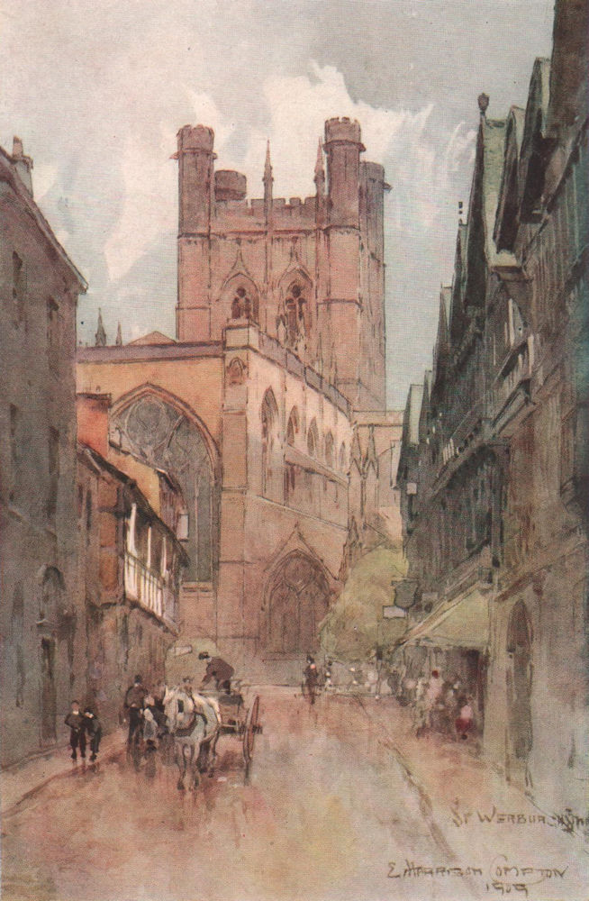 The cathedral & St. Werburgh's Street, Chester, by Edward Harrison Compton 1910