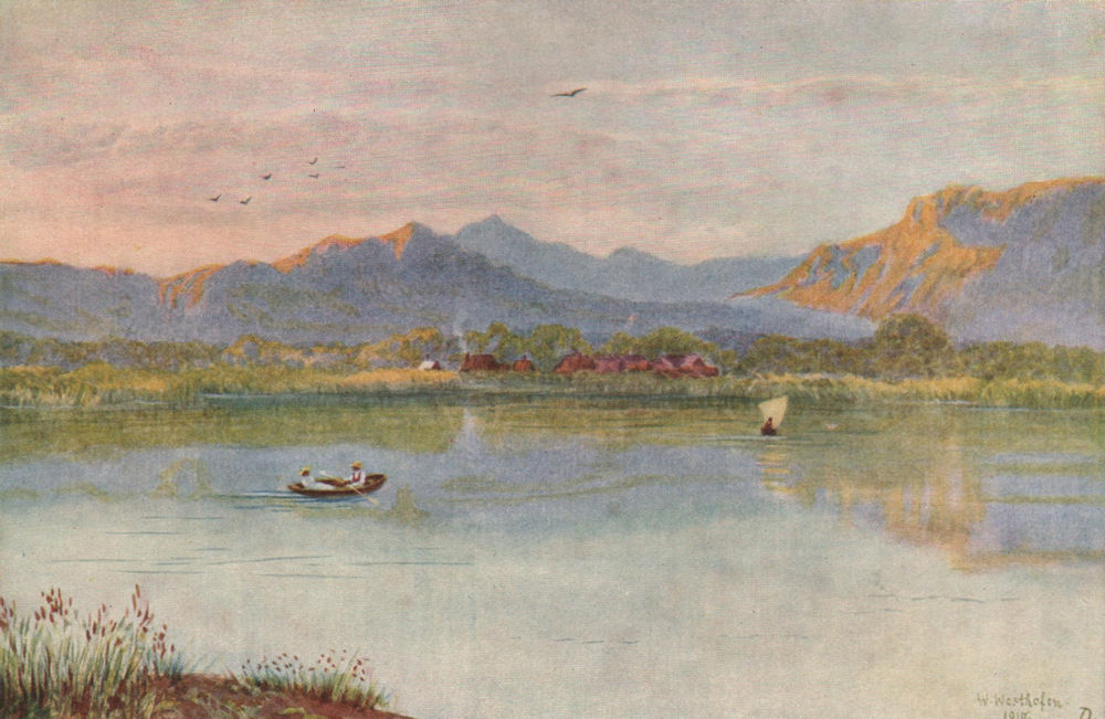 At Lakeside, towards Constantia, Cape Town, by William Westhofen 1910 print