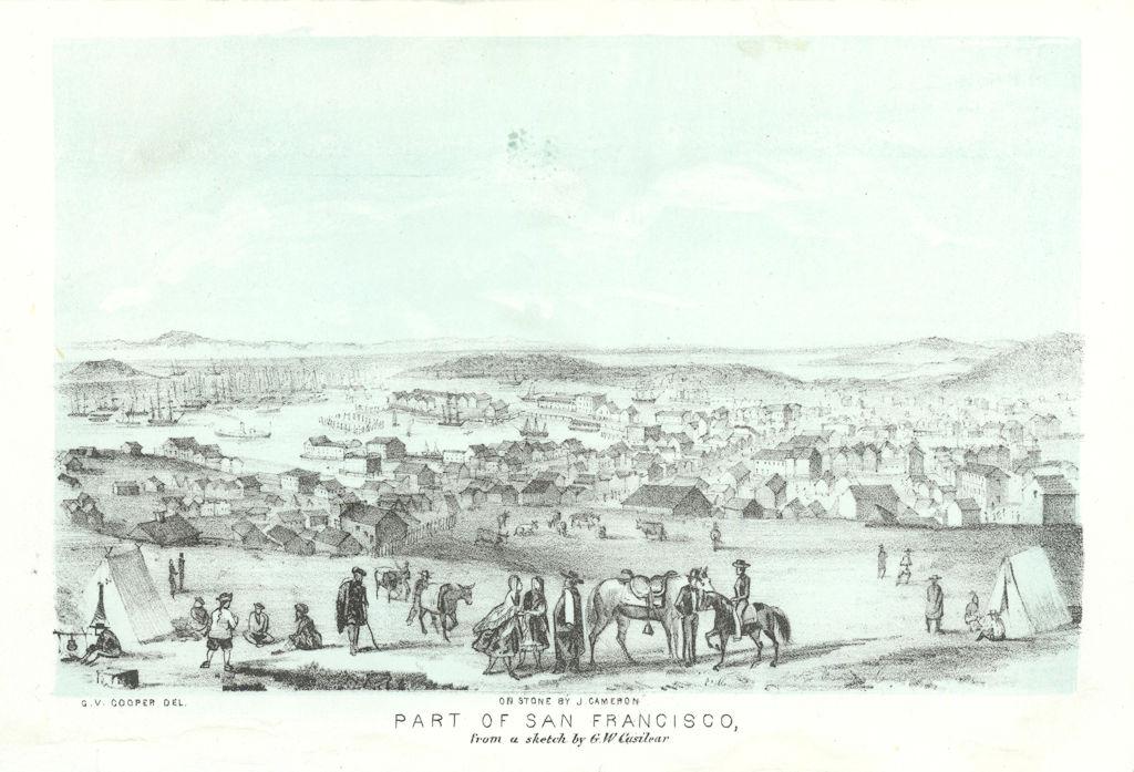 'Part of San Francisco', California, lithograph by George Cooper 1853 print